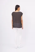 Peraluna MAGENTA BLOUSE Düşük Kol Bluz - Antrasit Melanj - 6