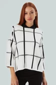 Peraluna GEMMA BLOUSE Bebe Yaka Geometrik Desenli Kadın Triko Bluz - Ekru/Siyah - 2