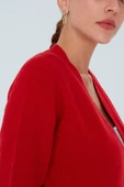 Peraluna Reglan Kollu Kaşmir Karışım Kısa Kadın Triko Bolero - Kırmızı thumbnail 4