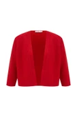 Peraluna Reglan Kollu Kaşmir Karışım Kısa Kadın Triko Bolero - Kırmızı thumbnail 8