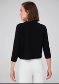 Peraluna Reglan Kollu Kaşmir Karışım Kısa Kadın Triko Bolero - Siyah thumbnail 6