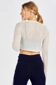 Peraluna BUTTERFLY BOLERO File Örgü Uzun Kol Triko Kadın Bolero - Ekru thumbnail 2