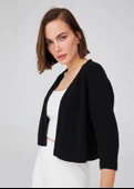 Peraluna Reglan Kollu Kaşmir Karışım Kısa Kadın Triko Bolero - Siyah thumbnail 4