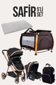 TommyBaby Safir 5'li Set Bebek Arabası Oyun Parkı Çanta Yatak - 2