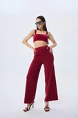 Styleboom X Peraluna ELIZABETH BRALET Düğme Detaylı Askılı Kadın Triko Bralet - Bordo thumbnail 5
