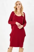 Peraluna 3/4 Kol Balon Kadın Elbise - BORDO thumbnail 4