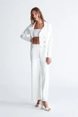 Styleboom X Peraluna KATHERINE BLAZER Çelik Örgü Klasik Kesim Düğmeli Blazer Kadın Triko Ceket - Ekru - 7