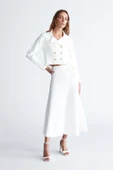 Styleboom X Peraluna KATHY BLAZER Çelik Örgü Crop Kruvaze Blazer Kadın Triko Ceket - Ekru - 5
