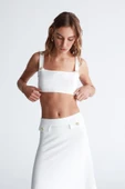 Styleboom X Peraluna ELIZABETH BRALET Düğme Detaylı Askılı Kadın Triko Bralet - Ekru - 2