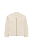 Styleboom X Peraluna DOVER BOMBER JACKET Saç Örgü Triko Bomber Kadın Triko Ceket - Ekru - 6