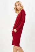Peraluna 3/4 Kol Balon Kadın Elbise - BORDO thumbnail 6