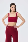 Styleboom X Peraluna ELIZABETH BRALET Düğme Detaylı Askılı Kadın Triko Bralet - Bordo thumbnail 2