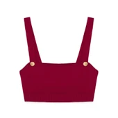 Styleboom X Peraluna ELIZABETH BRALET Düğme Detaylı Askılı Kadın Triko Bralet - Bordo thumbnail 8