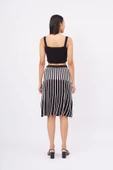 Peraluna JULE SKIRT Midi Boy Çizgili Çan Etek - SİYAH_EKRU - 7