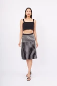 Peraluna JULE SKIRT Midi Boy Çizgili Çan Etek - SİYAH_EKRU - 1