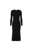 Styleboom X Peraluna DORSET DRESS Toka Detaylı Ribana Örgü Midi Kadın Triko Elbise - Siyah - 7