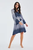 Peraluna SAKURA DRESS Çan Kollu Diz Üstü Yazlık Kadın Triko Elbise - İndigo Melanj thumbnail 6