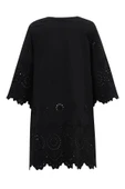 Peraluna HİROMİ DRESS %100 Pamuk 3/4 Kol Diz Hizası Yazlık Kadın Elbise - Siyah - 11