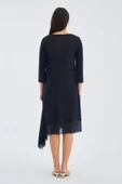 Peraluna Bol İnce Yazlık Şifonlu Kadın Triko Elbise - Lacivert thumbnail 8