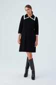 Peraluna GRACE DRESS Rahat Kesim A Form Rayon Kadın Triko Elbise - Siyah - 1