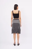 Peraluna JULE SKIRT Midi Boy Çizgili Çan Etek - SİYAH_EKRU - 7