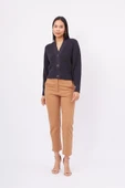 Peraluna OLIVIA CARDIGAN Selanik Örgü %100 Pamuk V Yaka Kadın Triko Hırka - Siyah - 7