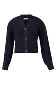 Peraluna OLIVIA CARDIGAN Selanik Örgü %100 Pamuk V Yaka Kadın Triko Hırka - Siyah - 9