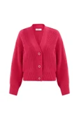 Peraluna OLIVIA CARDIGAN Selanik Örgü %100 Pamuk V Yaka Kadın Triko Hırka - Azalea Pink - 7