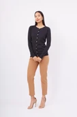 Peraluna MILA CARDIGAN Bisiklet Yaka Basic Pamuklu Kadın Triko Hırka - SİYAH thumbnail 6