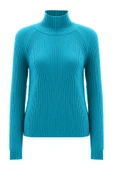 Peraluna Fit Kalıp Balıkçı Yaka Kaşmir Karışım Kadın Triko Kazak - Turkuaz - 9