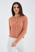 Peraluna ELLA CARDIGAN Ajur Detaylı Yazlık Düğmeli Kadın Triko Hırka - Somon thumbnail 5
