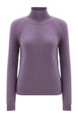 Peraluna Fit Kalıp Balıkçı Yaka Kaşmir Karışım Kadın Triko Kazak - Koyu Lila thumbnail 9
