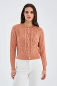 Peraluna ELLA CARDIGAN Ajur Detaylı Yazlık Düğmeli Kadın Triko Hırka - Somon thumbnail 2
