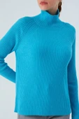 Peraluna Fit Kalıp Balıkçı Yaka Kaşmir Karışım Kadın Triko Kazak - Turkuaz - 6