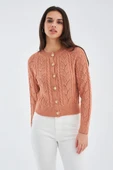 Peraluna ELLA CARDIGAN Ajur Detaylı Yazlık Düğmeli Kadın Triko Hırka - Somon thumbnail 6