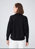 Peraluna MADRIGAL JACKET Simli Diamond Desenli Geniş Kalıp Kadın Triko Hırka - Siyah - 6