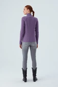 Peraluna Fit Kalıp Balıkçı Yaka Kaşmir Karışım Kadın Triko Kazak - Koyu Lila thumbnail 8