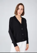 Peraluna MADRIGAL JACKET Simli Diamond Desenli Geniş Kalıp Kadın Triko Hırka - Siyah - 3