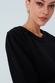 Peraluna RAKEL PULLOVER Omuz Büzgülü Yumuşak Kadın Triko Kazak - Siyah - 3