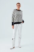 Peraluna DONNA PULLOVER Petek Desenli Kadın Triko Kazak - Siyah/Ekru - 1