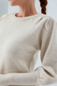 Peraluna RAKEL PULLOVER Omuz Büzgülü Yumuşak Kadın Triko Kazak - Ekru - 3