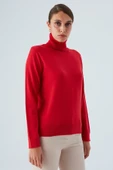 Peraluna VALERIA PULLOVER Boğazlı İnce Kadın Triko Kazak - Kırmızı thumbnail 6