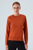 Peraluna VANESSA PULLOVER Merino Yünlü Yanları Yırtmaçlı Ince Kadın Triko Kazak - Turuncu - 2