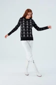Peraluna GEMINI PULLOVER Ağaç Desenli Standart Kesim Kadın Triko Kazak - Siyah/Ekru - 7