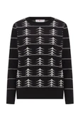 Peraluna GEMINI PULLOVER Ağaç Desenli Standart Kesim Kadın Triko Kazak - Siyah/Ekru - 9