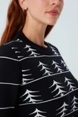 Peraluna GEMINI PULLOVER Ağaç Desenli Standart Kesim Kadın Triko Kazak - Siyah/Ekru - 6