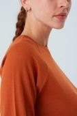 Peraluna VANESSA PULLOVER Merino Yünlü Yanları Yırtmaçlı Ince Kadın Triko Kazak - Turuncu - 5