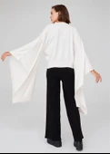 Peraluna Viskon Karışım Egzotik Kadın Triko Kimono - Ekru - 5