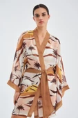 Peraluna SAHRA KIMONO Güneş Desenli 90 CM Şifon Yazlık Kadın Kimono - Kahve/Bej - 2