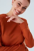 Peraluna VANESSA PULLOVER Merino Yünlü Yanları Yırtmaçlı Ince Kadın Triko Kazak - Turuncu - 6